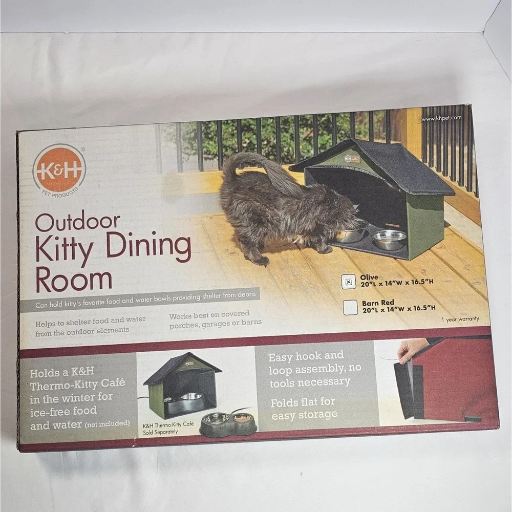 K&h Pet Products Outdoor Kitty Dining Room Outdoor Cat Shelter for Food & Water,